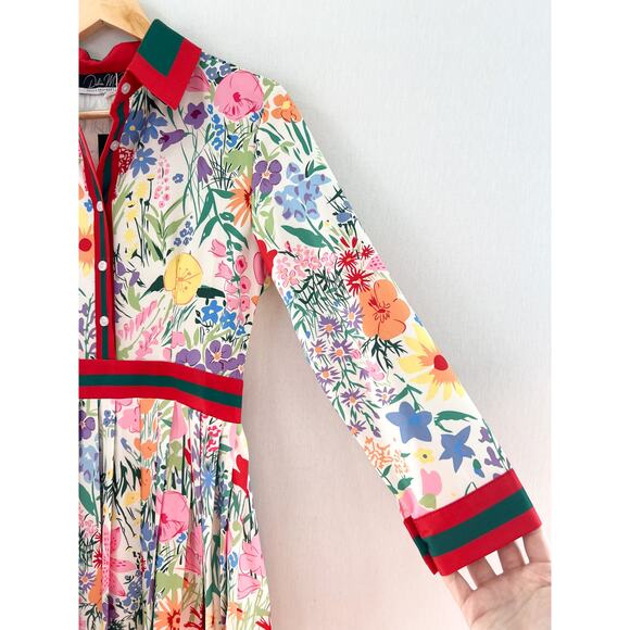 NEW Dalia Macphee Floral Pleated Fit Flare Midi 50s Dress Small Retro Rockabilly - Picture 4 of 7